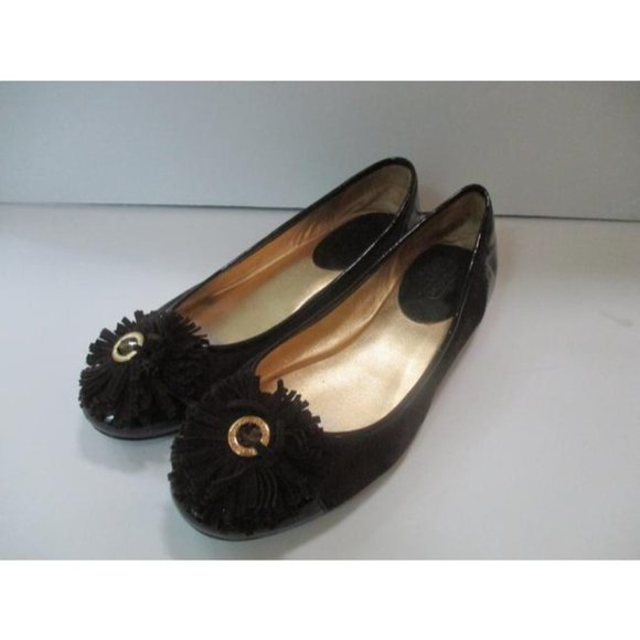 Mod! COACH Brown Suede and Patent Fringe Petal Ballet Flats - Picture 5 of 9
